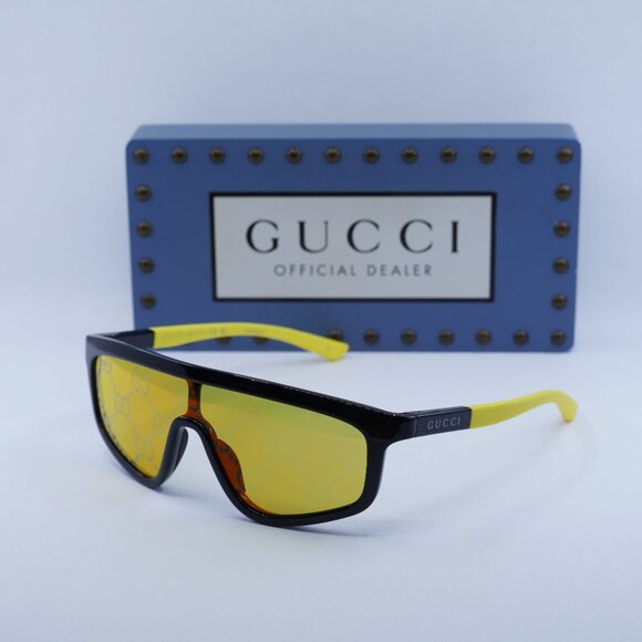 Final Price! Gucci GG1736S 004 Black Yellow Sunglasses - Picture 1 of 11